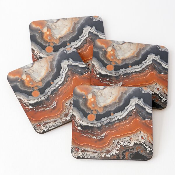 Item preview, Abstract  Agate Stone Grey Beige Orange Ochre Black designed and sold by fluffstuffgifts.