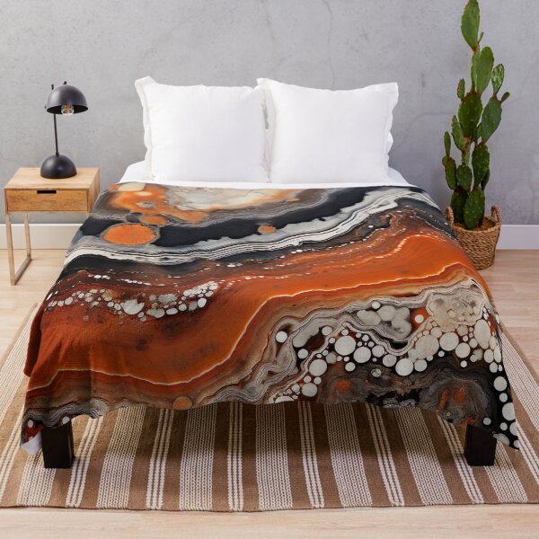 Item preview, Abstract Agate Stone Grey Beige Orange Ochre Black designed and sold by fluffstuffgifts.