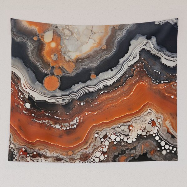 Item preview, Abstract  Agate Stone Grey Beige Orange Ochre Black designed and sold by fluffstuffgifts.