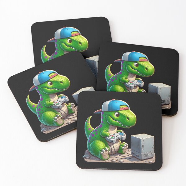 Item preview, Dinosaur playing video games: Gamer Dinosaur at the Desk designed and sold by NexaArts.