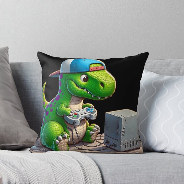 Item preview, Dinosaur playing video games: Gamer Dinosaur at the Desk designed and sold by NexaArts.