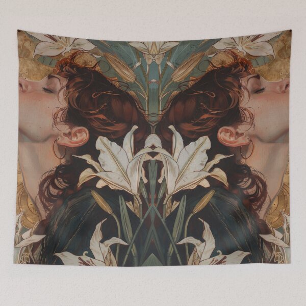 Item preview, Redhead with Lilies Art Nouveau designed and sold by danachblog.