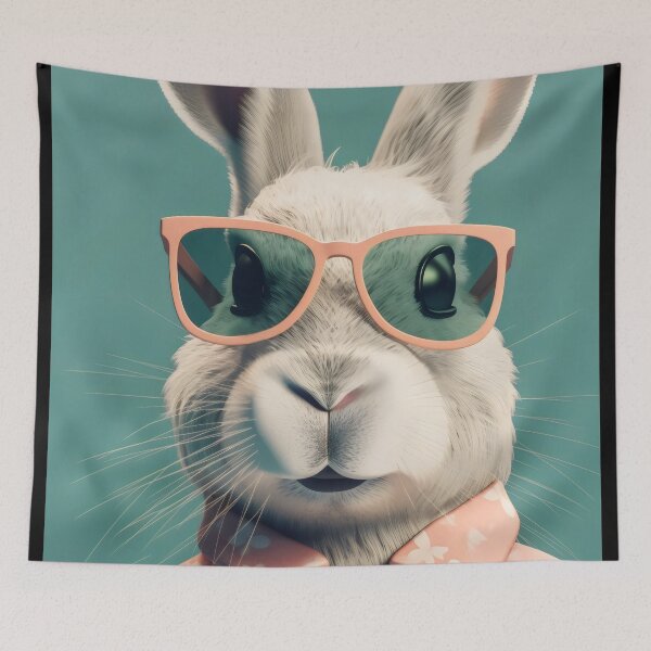 Item preview, Rabbit Retro Couture in Stylish Floral Shirt designed and sold by EmeraldeaArt.