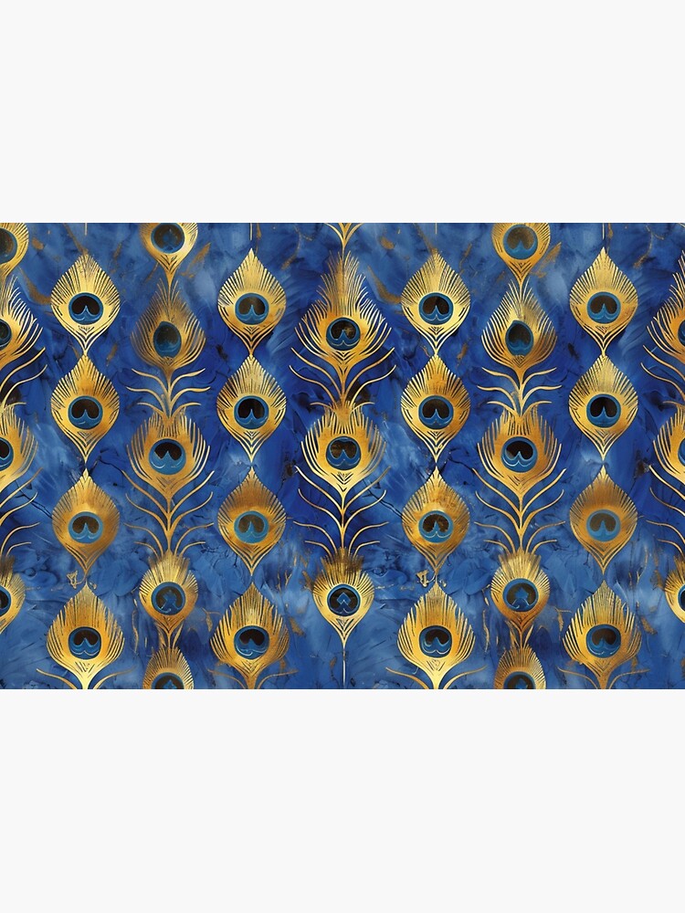 Thumbnail 3 von 3, Notizbuch, Pfau Muster Jugendstil Art Deco Gold Blau designt und verkauft von danachblog.