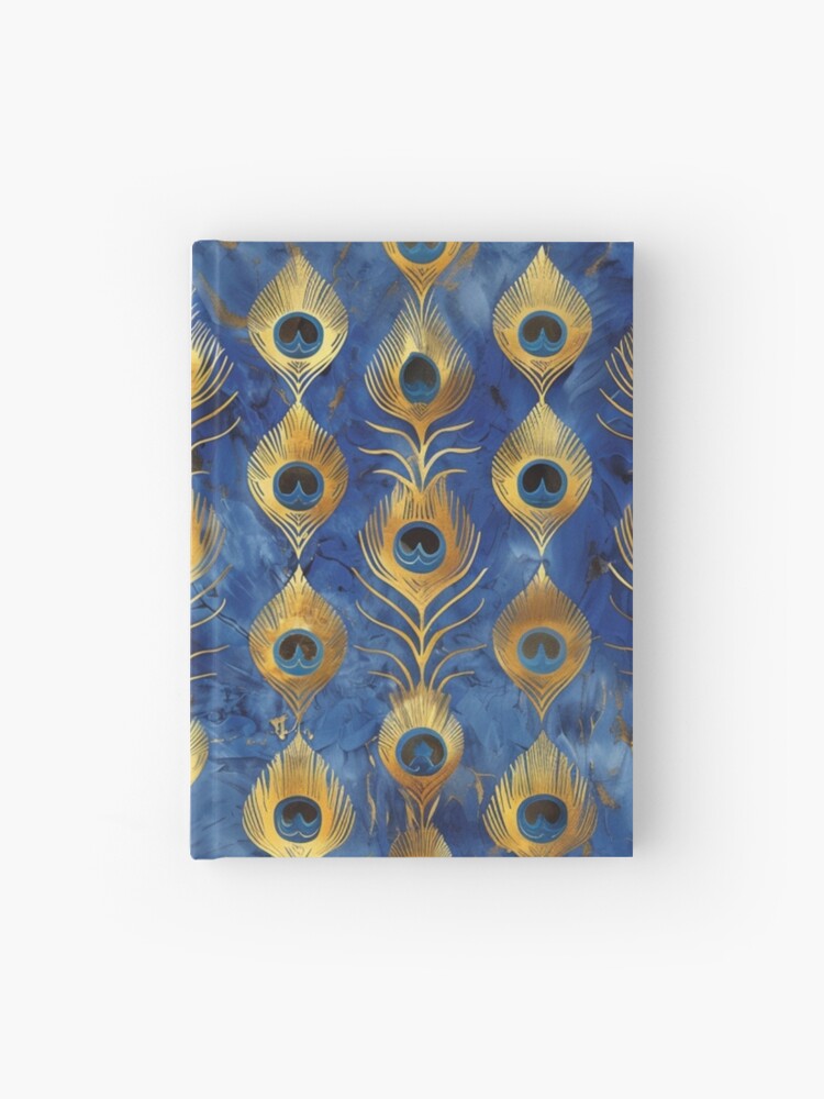 Thumbnail 1 von 3, Notizbuch, Pfau Muster Jugendstil Art Deco Gold Blau designt und verkauft von danachblog.