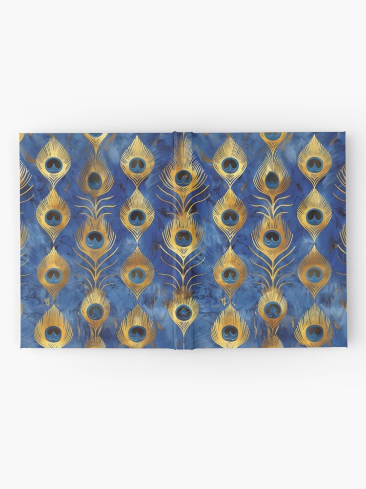 Thumbnail 2 von 3, Notizbuch, Pfau Muster Jugendstil Art Deco Gold Blau designt und verkauft von danachblog.