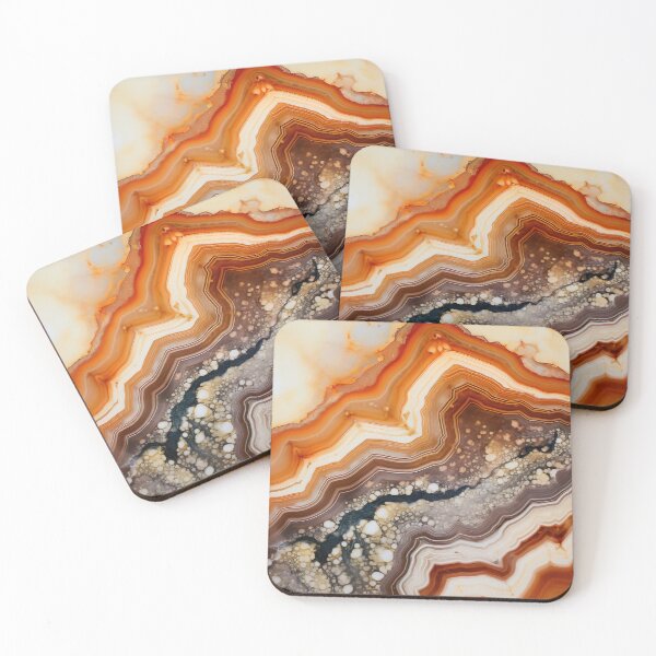 Item preview, Abstract  Agate Stone Grey Beige Orange Ochre Black designed and sold by fluffstuffgifts.
