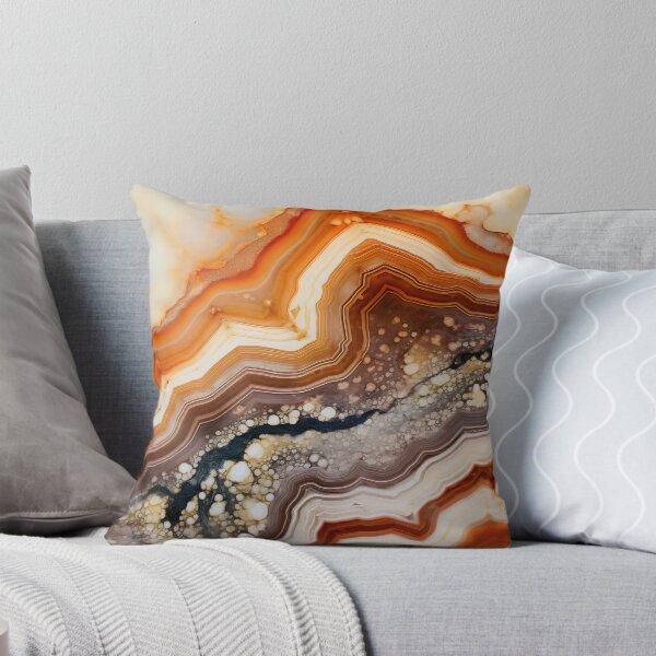 Item preview, Abstract  Agate Stone Grey Beige Orange Ochre Black designed and sold by fluffstuffgifts.