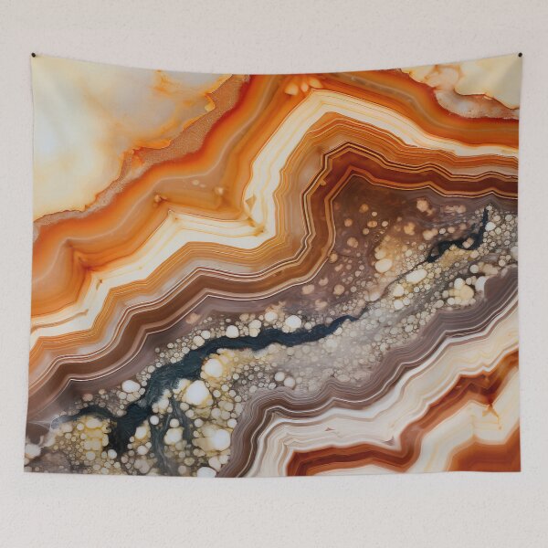 Item preview, Abstract  Agate Stone Grey Beige Orange Ochre Black designed and sold by fluffstuffgifts.
