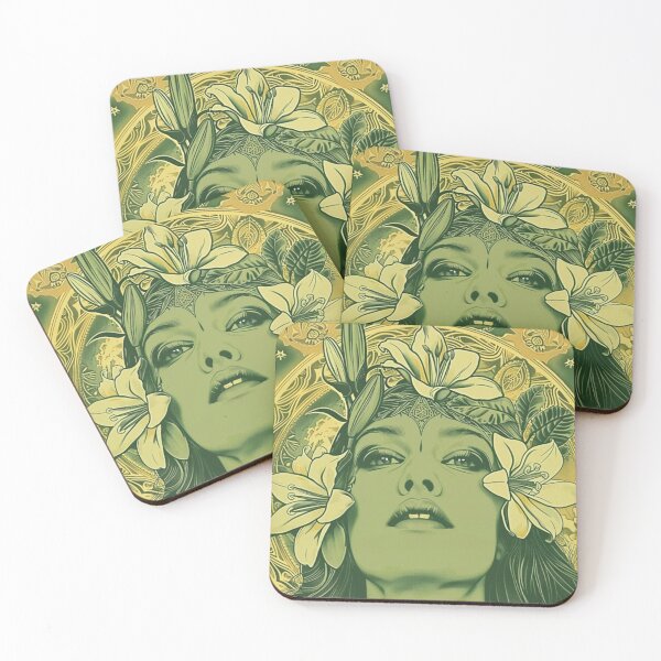 Item preview, Woman Art Nouveau Art Deco Poster Green designed and sold by danachblog.