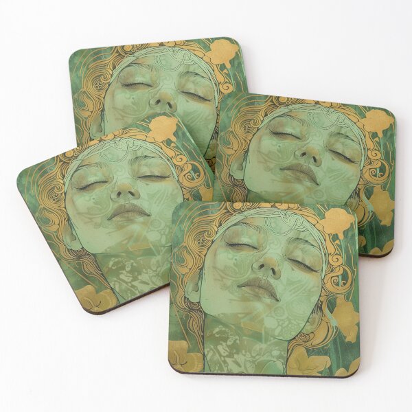Item preview, Woman in Green Art Deco, Art Nouveau designed and sold by danachblog.