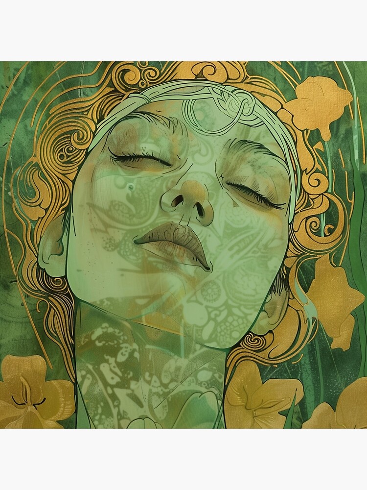 Thumbnail 4 von 4, Kissen, Frau in Grün Art Deco, Jugendstil designt und verkauft von danachblog.