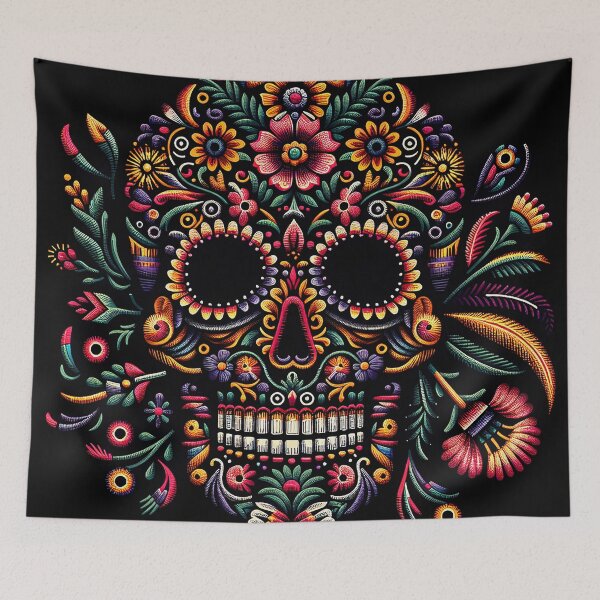 Item preview, "Exquisite Otomi Elegance: Intricate Skull Design" designed and sold by zzz888.