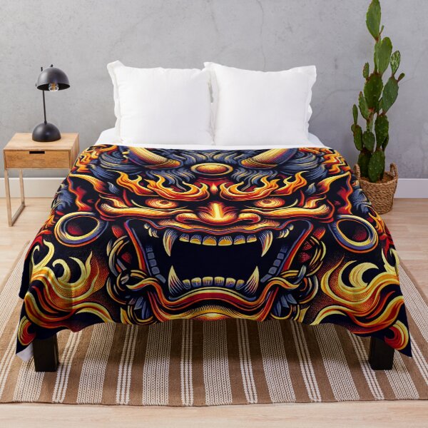 Item preview, "Flaming Elegance: Japanese Hannya Mask in Fire" designed and sold by zzz888.