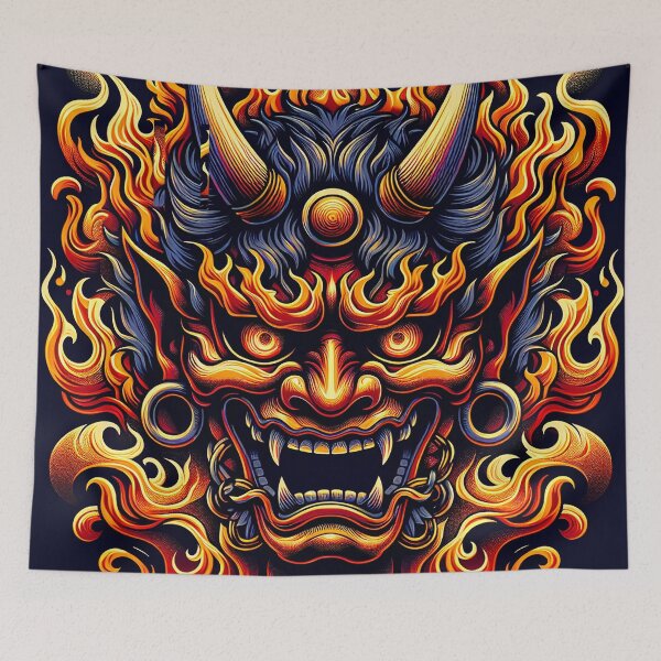 Item preview, "Flaming Elegance: Japanese Hannya Mask in Fire" designed and sold by zzz888.