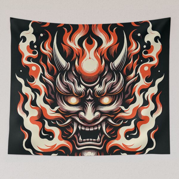 Item preview, "Inferno Unleashed: Japanese Hannya Mask in Flames" designed and sold by zzz888.
