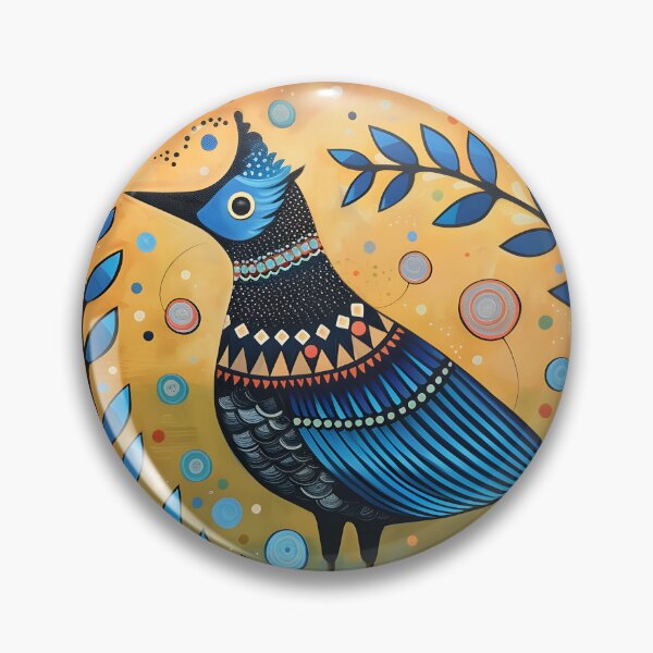 Item preview, Folk blue jay bird designed and sold by Folksy Living.