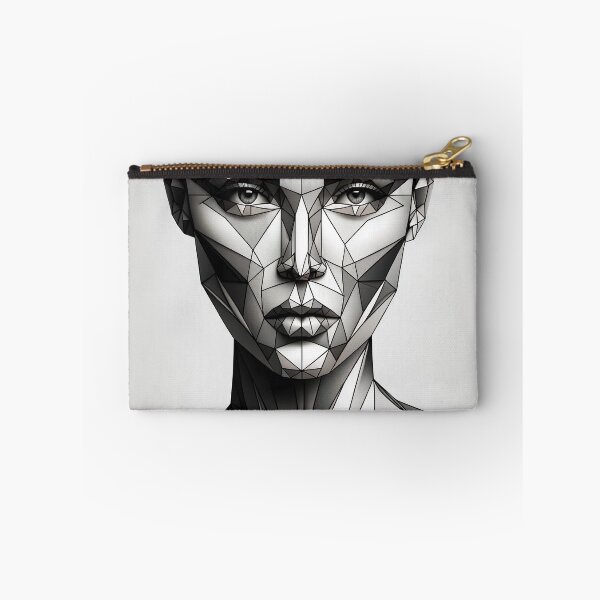 Item preview, Feometric portrait of a woman with her face and body composed of geometric shapes like cubes and triangles designed and sold by AndreaMart.