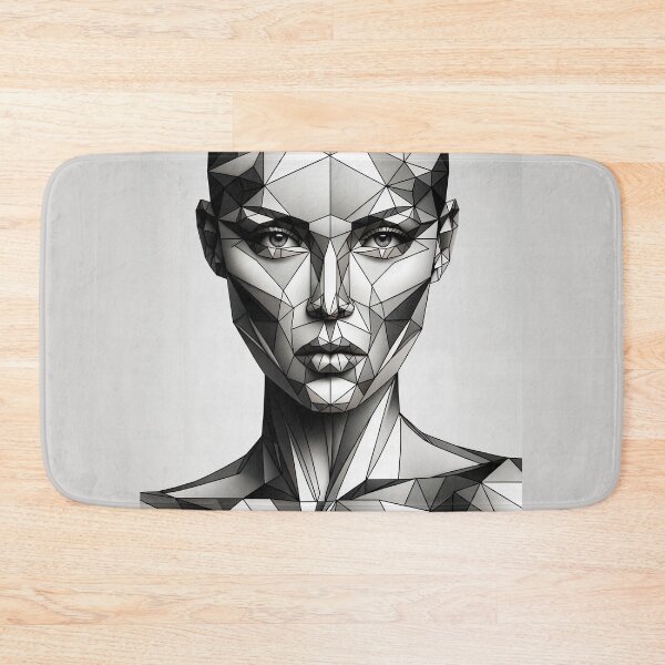 Item preview, Feometric portrait of a woman with her face and body composed of geometric shapes like cubes and triangles designed and sold by AndreaMart.