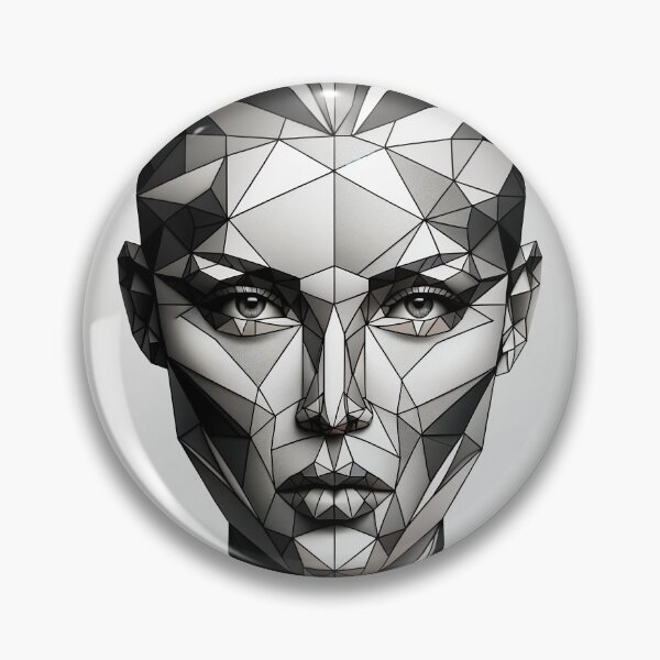 Item preview, Feometric portrait of a woman with her face and body composed of geometric shapes like cubes and triangles designed and sold by AndreaMart.