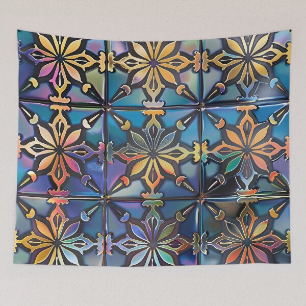 Item preview, Estampado de azulejos victorianos iridiscentes y radiantes designed and sold by dcrc.
