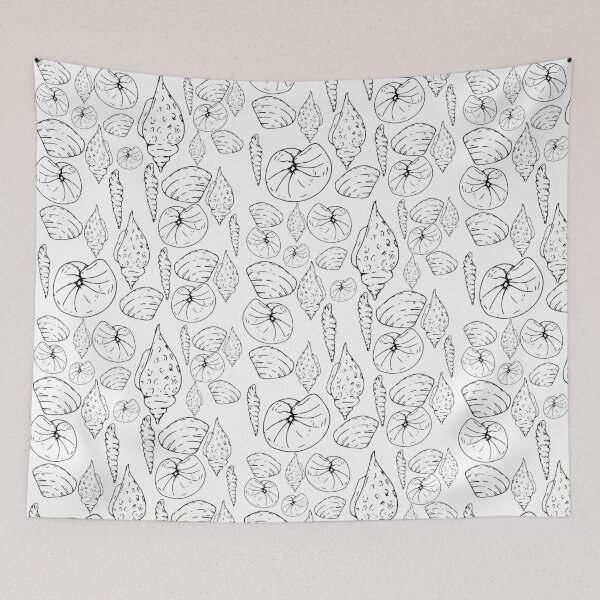 Item preview, sea shell Black and white retro abstract designed and sold by Hohohaxi.