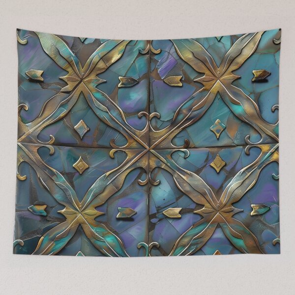 Item preview, estampado de azulejos victorianos iridiscentes y radiantes designed and sold by dcrc.