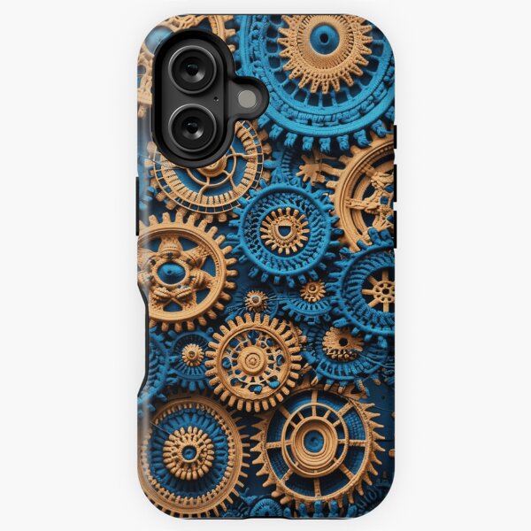 Item preview, Crochet Steampunk Gear Pattern Brown Blue designed and sold by Geek Updated.