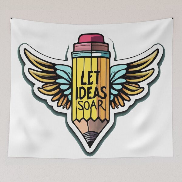 Item preview, Let Ideas Soar - Winged Pencil Art designed and sold by NiftyWrx.