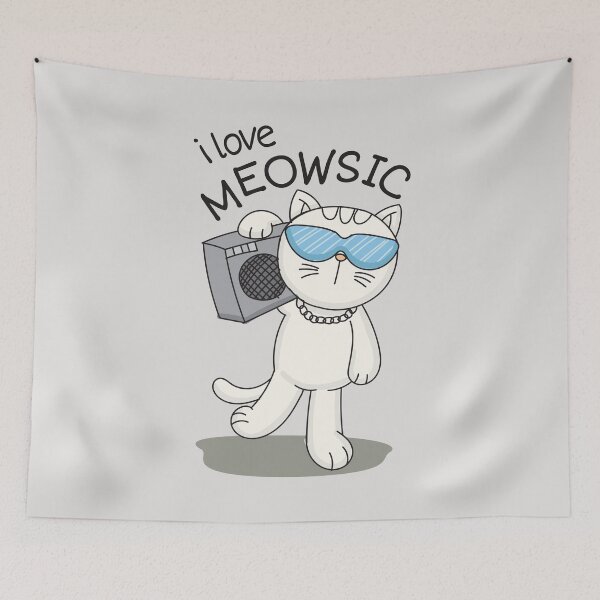 Item preview, Cool Cat with Boombox - I Love Meowsic designed and sold by RuyaFab.