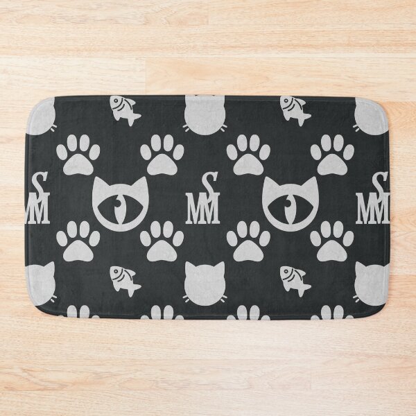 Item preview, Sir Meowton's Monochrome Elegance - Classic Cat Paw Print Pattern (White on Black) designed and sold by Sir Meow Meow.