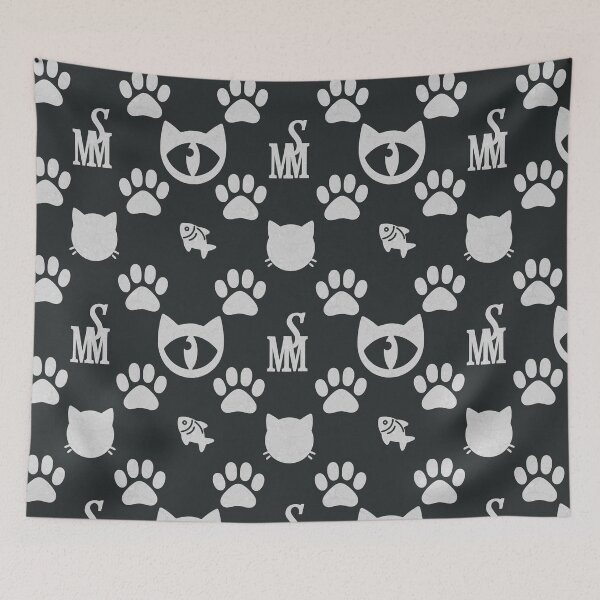 Item preview, Sir Meowton's Monochrome Elegance - Classic Cat Paw Print Pattern (White on Black) designed and sold by Sir Meow Meow.