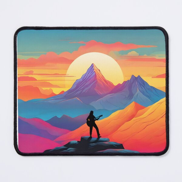 Item preview, majestic mountain landscape with a lone guitarist designed and sold by design-store77.