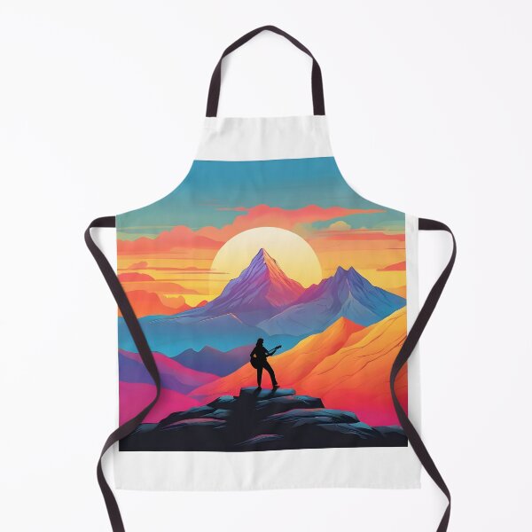 Item preview, majestic mountain landscape with a lone guitarist designed and sold by design-store77.