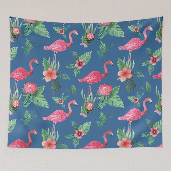 Item preview,  Flamingo Watercolor painting with Protea, Hibiscus and Palms by MagentaRose designed and sold by MagentaRose.