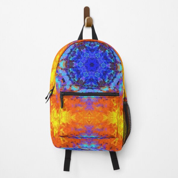 Artikelvorschau, Digitales Mandala Blau, Orange und Gelb entworfen und verkauft von WormholeOrbital.