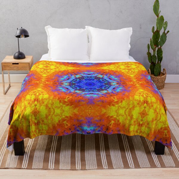 Artikelvorschau, Digitales Mandala Blau, Orange und Gelb entworfen und verkauft von WormholeOrbital.