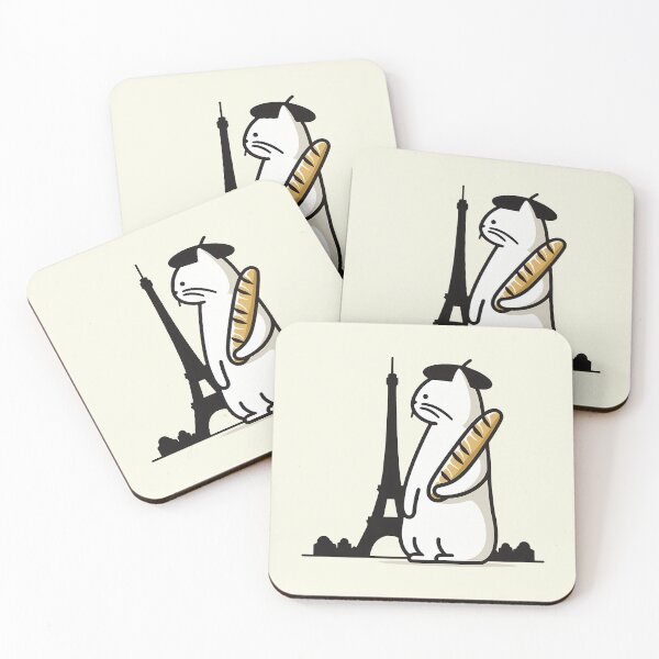 Item preview, Parisian Cat with Baguette at Eiffel Tower Illustration designed and sold by DethLock.