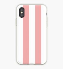 Large Blush Pink and White Beach Hut Stripes iPhone Case