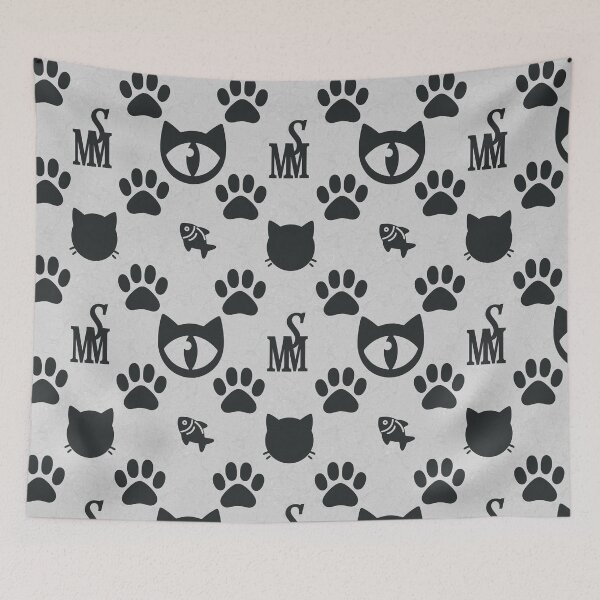 Item preview, Sir Meowton's Inverse Sophistication - Refined White Cat on Black Pattern designed and sold by Sir Meow Meow.