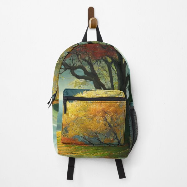 Item preview, Destination Autumn Idyll - Sticker Relaxing view of a colorful solitary tree in a hilly landscape designed and sold by pod24.