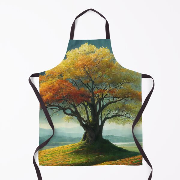 Item preview, Destination Autumn Idyll - Sticker Relaxing view of a colorful solitary tree in a hilly landscape designed and sold by pod24.