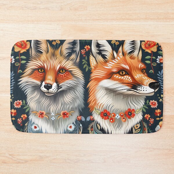 Item preview, Two red foxes with bandanas designed and sold by Folksy Living.