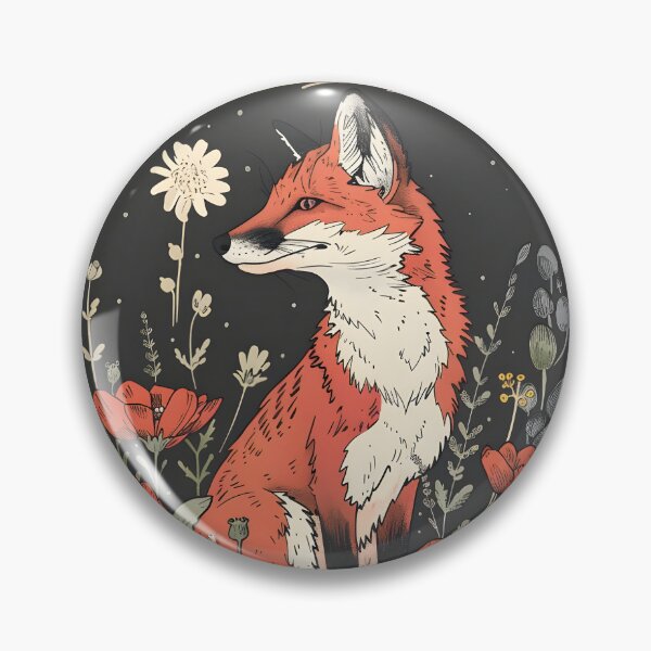 Item preview, Fox in flowers designed and sold by HappyStickBike.