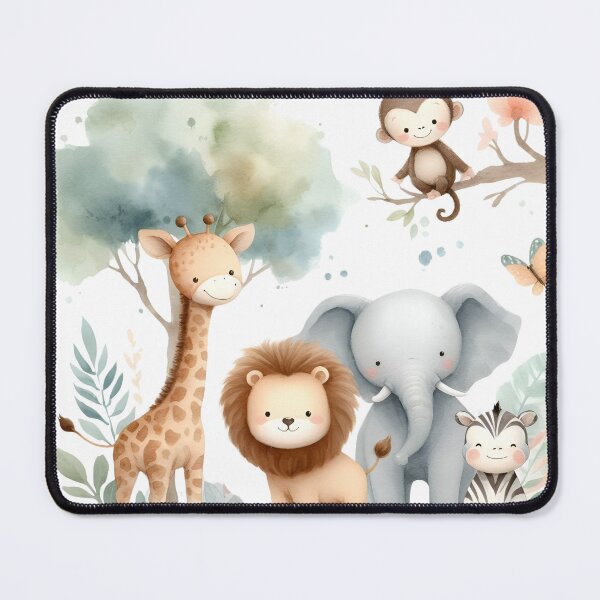 Item preview, A safari animals in watercolor style: giraffe, lion, monkey, elephant and zebra designed and sold by detalheseartes.