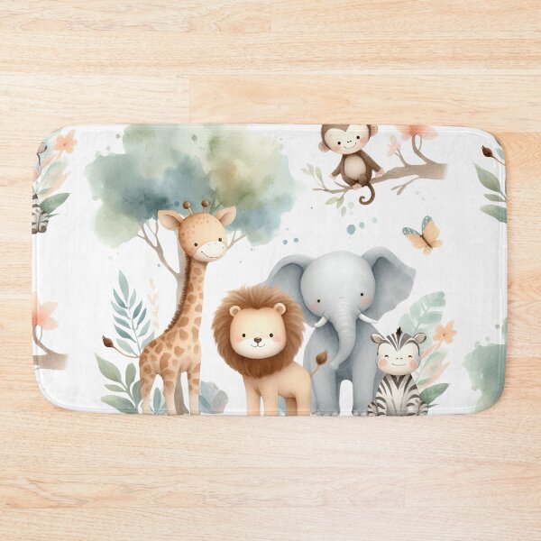 Item preview, A safari animals in watercolor style: giraffe, lion, monkey, elephant and zebra designed and sold by detalheseartes.