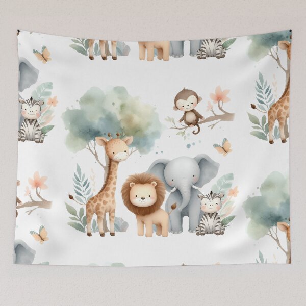 Item preview, A safari animals in watercolor style: giraffe, lion, monkey, elephant and zebra designed and sold by detalheseartes.