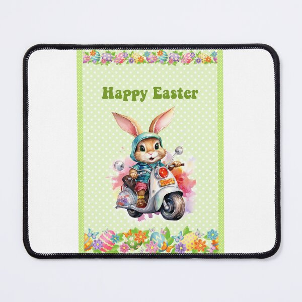 Item preview, Happy Easter card with watercolor Funny Cute Easter Bunny on the bike postcard designed and sold by Createya.