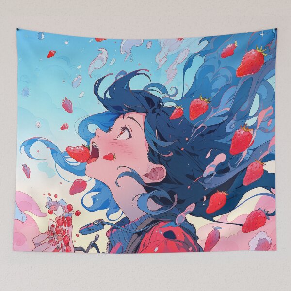 Item preview, Joyful Strawberry Anime Girl designed and sold by bubblegoth.