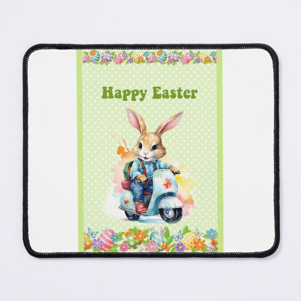 Item preview, Happy Easter card with watercolor Funny Cute Easter Bunny on the bike postcard designed and sold by Createya.
